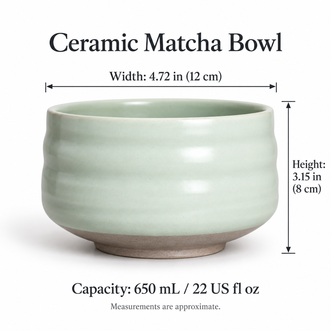 Ceramic Matcha Bowl – 650 mL | Bowl Only or 4-Piece Set